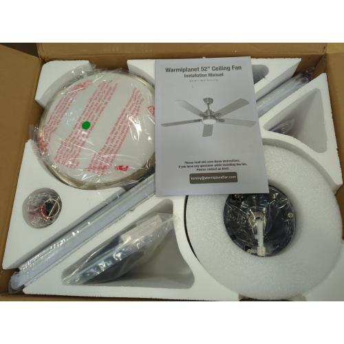warmiplanet 52 Inch Indoor Ceiling Fans with Lights and Remote Control, 6 Speeds Slient Reversible DC Motor, 3 Color Dimmable LED Light, Timer, Brushed Nickel, 5 Blades