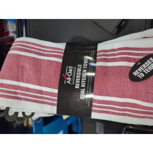 All-Clad Striped Dual Kitchen Towel in Chili 2 pack