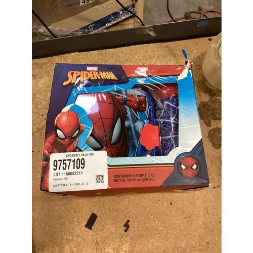 Fast Forward Marvel Spiderman Bento Box Lunch Box with Water Bottle for Kids | Spiderman Bento Lunch Container with Compartments & Reusable Water Bottle | Kids School Lunch Kit, Food Box