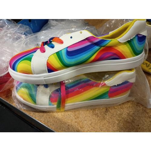 Rainbow Ombre White Sneakers for Women Casual Street Style Athletic Shoes with Gradient Design SIZE 11-11.5 WOMENS