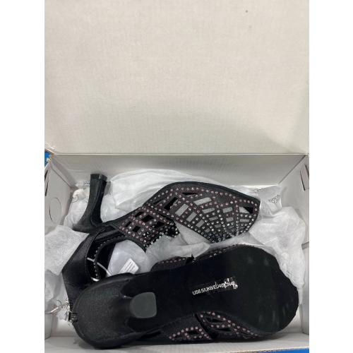 Sandals for Women Zip Back Rhinestone Cutout Peep Toe Dance Shoes Heels Rhinestone Sandals Heels for Women (Black,8.5)