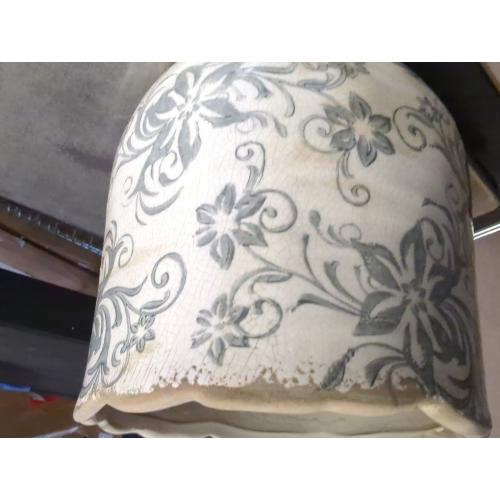 Nearly Natural  Tuscan Ceramic Gray Scroll Planter