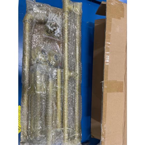 HOMEKAYT 24 Industrial Pipe Shelving, Floating Wall Shelves 3 Tier Gold Shelves with Haning Rod Multiple Use for Kitchen, Bedroom,Living Room,Bathroom