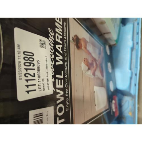 SAMEAT Heated Towel Warmers for Bathroom - Large Towel Warmer Bucket, Wood Handle, Auto Shut Off, Fits Up to Two 40X70 Oversized Towels, White