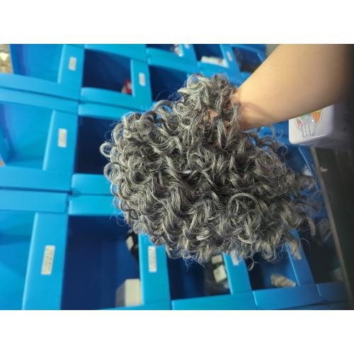 HUA Grey Wig for Women Human Hair Glueless Kinky Curly Salt and Pepper Wigs for Black Women Short Curly Wear and Go Glueless Wig for Old Lady Non-Lace Bob Gray Wigs Human Hair Mixed