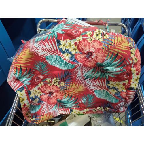 Indoor/Outdoor Chair Cushions 17X16X2 with Ties for Dining Chairs Set of 2, Waterproof U-Shaped Chair Pads, Foam Seat Cushions for Patio Kitchen Garden Office-Chili Red Floral