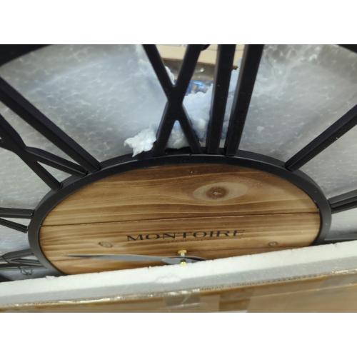 Montoire 24 Inch Wooden Farmhouse Wall Clock, Extra Large for Living Room Decor - Big Rustic Wood Large Round Wall Clock 24 Inches or Larger, Battery Operated with Decorative Roman Numerals