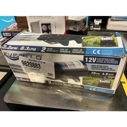 Everflo EF2200-QA-BOX 2.2GPM 12V Diaphragm Pump-Quick Attach Port, Black