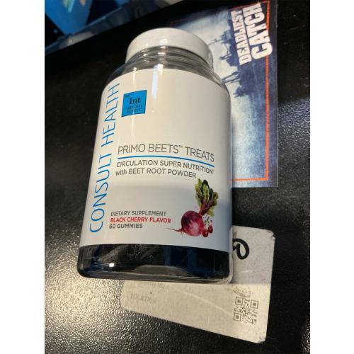 60 gummies Consult Health - Primo Beets Treats Gummies - Circulation Super Nutrition with Beet Root Powder - Black Cherry Flavor