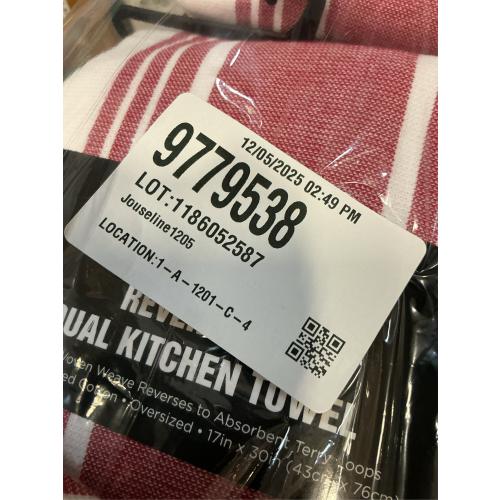 3 packs All-Clad Striped Dual Kitchen Towel in Chili Red