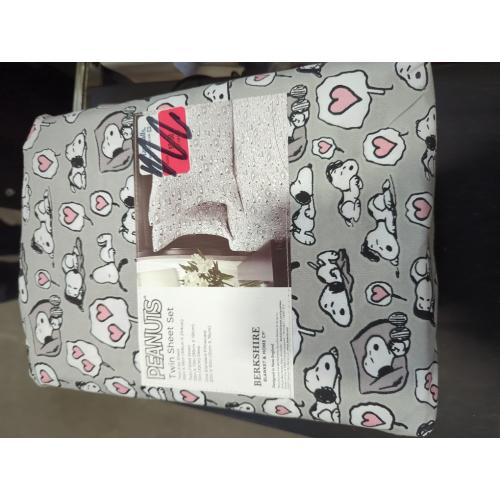 Peanuts Snoopy Twin Sheet Set Grey