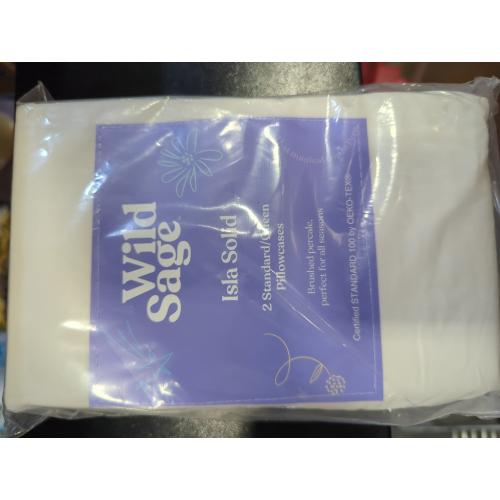 Coconut Milk 2 Pack Queen Pillow Size Wild Sage Brushed Cotton Percale 300-Thread-Count Standard/Queen Pillowcase in Coconut Milk