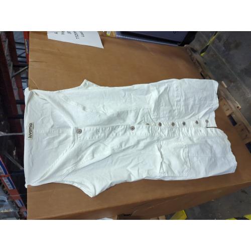 Size M luvamia Denim Dresses for Women Sleeveless Stretchy Jean Summer Casual Western Short Button Down Dress with Patch Pocket