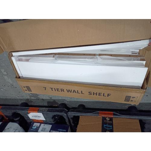 7 Tier Wall Shelf Unit, Floating Shelves for Storage Home Display, Versatile Lack Wall Shelves for Bedroom,Living Room,Office Decor, Tall Long Shelf for Book,Shoe,Vanity, Purse and TV White