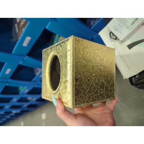 Sumnacon Square Leather Tissue Box Cover - Stylish Cube Tissue Box Holder with Magnetic Bottom, Decorative PU Tissue Box for Vanity Dresser Night Stand Table Countertop Home Office Car, Gold