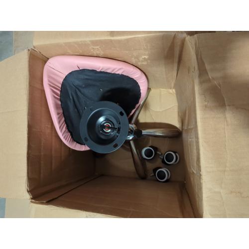 PINK KKTONER Rolling Saddle Stool PU Leather Swivel Adjustable Rolling Stool with Wheels Salon Chair