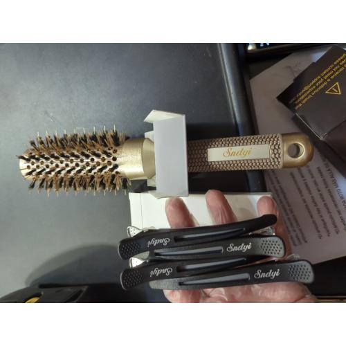 Sndyi Small Round Brush for Blow Out, 1.3 Inch Nano Thermal Ceramic Ionic Round Hair Brush with Boar Bristles, Boost Shine and Volume, For Short Hair with Quick Blow Drying and Salon Styling