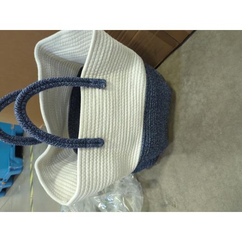 Laundry Basket,Woven Cotton Rope Laundry Hamper,Versatile Storage for Dirty Clothes,Baby Toys,and Blankets in Bathroom, Nursery,and Living Room (Blue, 40L)