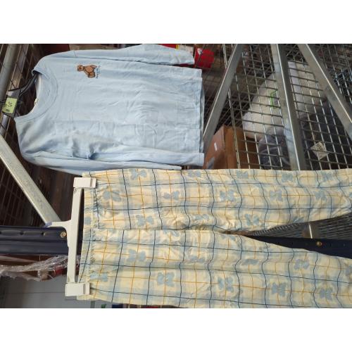 Size L Kawaii Loungewear Women Pajamas Autumn Cute Bear Print Pajama Cotton O-neck Sleepwear Long Sleeve Plaid Pants Pjs