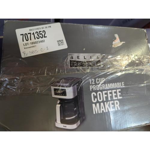 Black and Silver bella PRO - 12-Cup Programmable Coffee Maker - 90194 - Stainless Steel