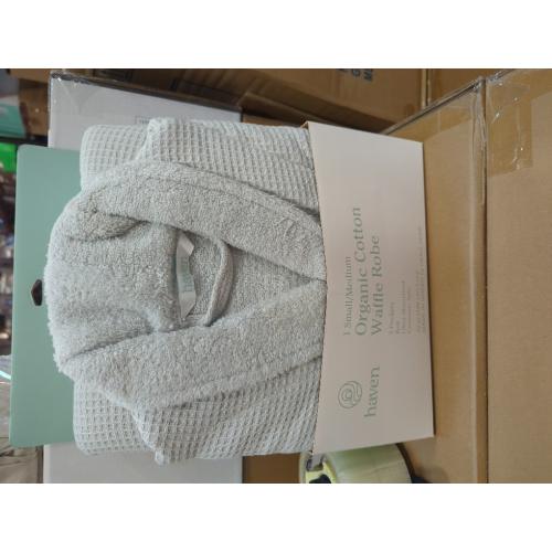 Coyuchi Unisex Organic Waffle Robe size. Small. & Medium grey