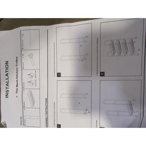 4 Tier Mesh Kitchen Trolley Light Beige