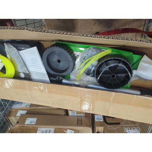 10400mAh Electric Weed Wacker with Wheel, Weed Eater Cordless, Battery Power Display, 4-in-1 Brush Cutter, String Trimmer, Lawn Edger & Mower, Lightweight Weed Wacker with 6 Blade 2 Battery