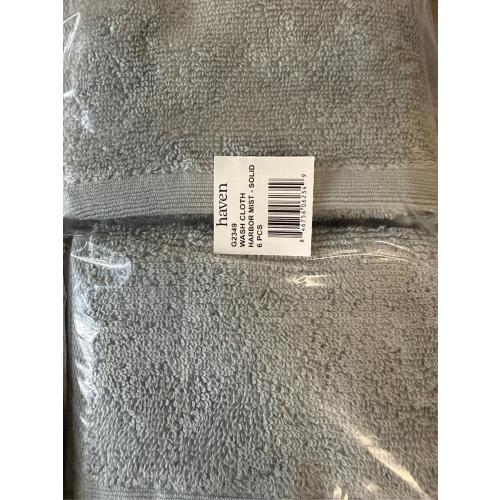 Haven Organic Cotton Terry Washcloth in Harbor Mist Grey - set of 6