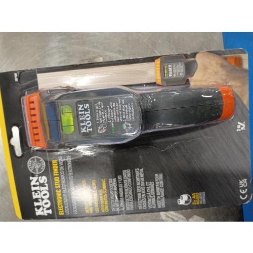 Klein Tools ESF100 Electronic Stud Finder and Wall Scanner with Bubble Level, for Wood and Metal Studs, Bright Green LEDs, Batteries Included