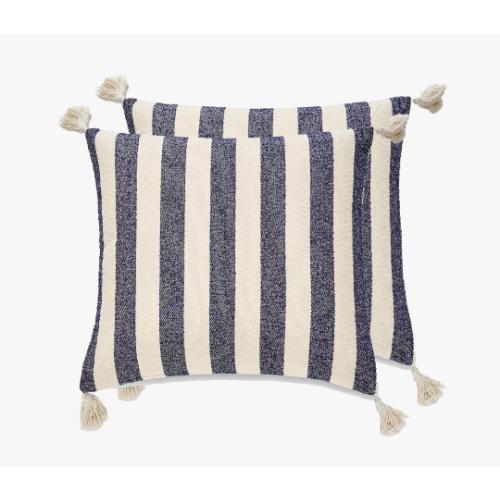 French Stripe Pillow Cover Only- Set Of 2 Blue