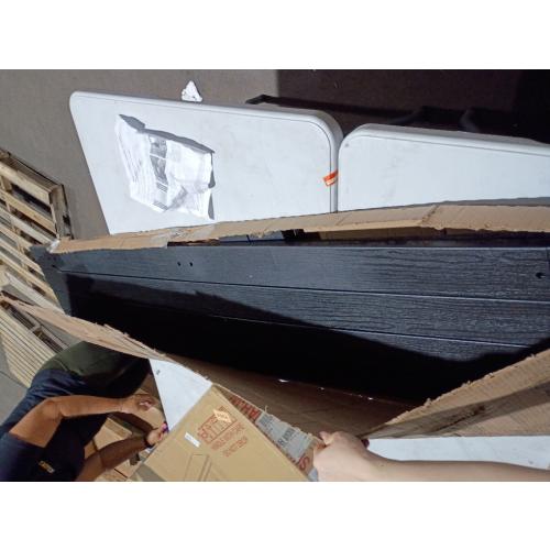 12 in. x 43 in. Lifetime Vinyl Standard Three Board Spaced Board and Batten Shutters Pair Tuxedo Grey (NO TEST)