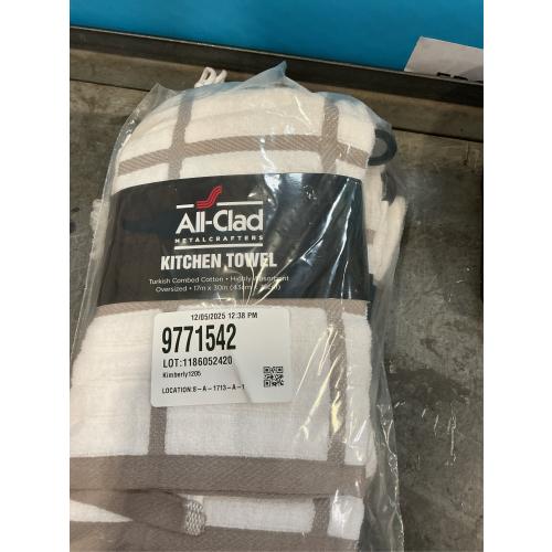 All-Clad Checked Kitchen Towel: Highly Absorbent, Super Soft Long Lasting - 100% Cotton, 17x30 Tea Towel for Cleaning & Drying Dishes, Pans, Glassware, or Countertops, (1-Pack), Titanium Gray