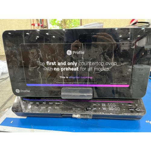 GE Profile Smart Oven with No Preheat, 11-in-1 Countertop Oven including Air Fry, Warm, Toast, Broil, Roast, Pastry, Reheat, and more, WiFi and Smart Connected, Black (Little Damaged, see the picture)