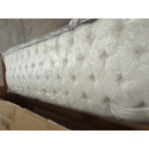 Dulane Chenille / Velvet King Upholstered Sleigh Bed with Scroll Wingback Headboard Cream