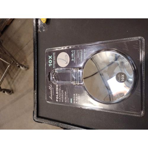 Danielle Creations 5.5-Inch Folding 2-Sided Hand Mirror, 10x Magnification, Acrylic