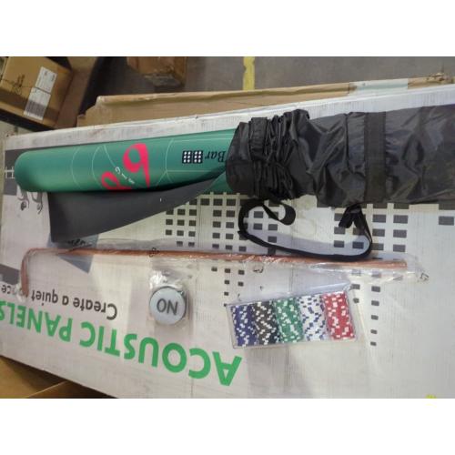 NEWTRY Craps Game Set: 35”×70” Craps Tabletop Layout, 48x11”Rubber Diamond Pyramid Bumper, 36” Rattan Stick, 5pcs Professional dice, 100 pcs Chips & ON/Off Buttons for Game Nights Party Camping