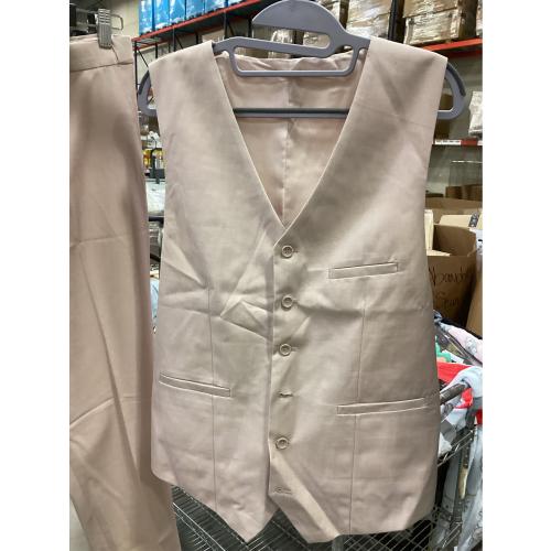 SIZE L  Men's 3 Piece Solid Suit Set, One Button Slim Fit Jacket Vest Pants
