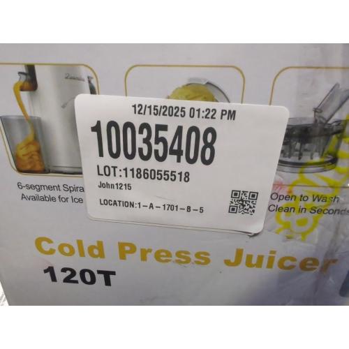 Cold Press Juicer, Zasmira Juicer Machines with Large Feeding Chute, Powerful Slow Juicer with Pulp Seperation, 99.6% Juice Purity, Easy to Clean, White