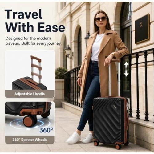 Rosamo 3-Piece Hard Shell Expandable Luggage Set, Airline Approved Carry-On