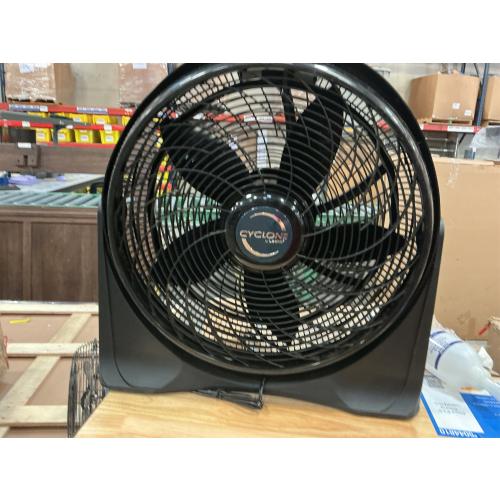 Lasko 20 in. 3 Speeds Cyclone Floor Fan in Black with 90 Degrees Tilt Adjustment, Built-In Carry Handle, Wall Mountable
