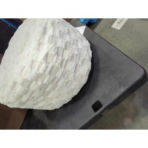 HIGOGOGO Round Stuffed Pouf Ottoman, Plaid Poufs with Foam Chunk Filling, Fluffy and Furry Pouf Foot Stool Storage Ottoman, 20 X 15 Floor Poufs Foot Rest for Living Room, Beige