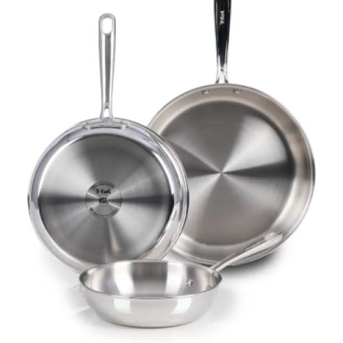 Pro Tri-Ply Stainless Steel Cookware, 3 Piece Frypan Set