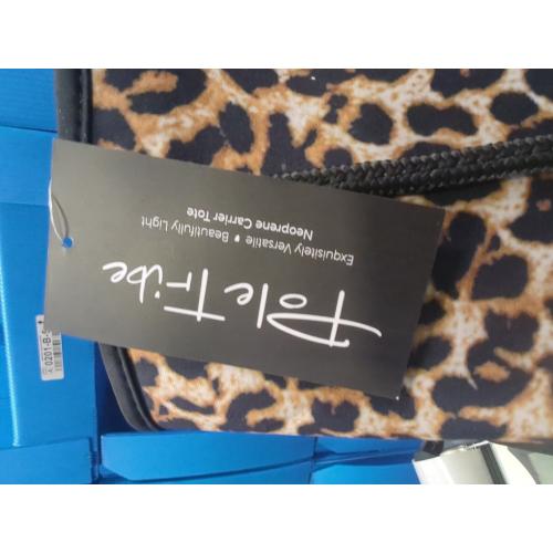 Leopard Print Pole Tribe Neoprene Tote - Large Beach, Gym, Travel Bag & Wallet, Water-Resistant, Durable, Lightweight, Sailor Rope Design