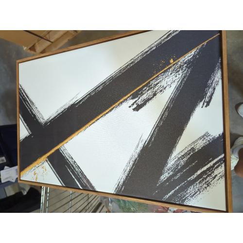 SIGNWIN Framed Canvas Print Wall Art Set Graffiti Black Gold Paint Stroke Collage Abstract Shapes Illustrations Art Decorative Contemporary for Living Room, Bedroom, Office - 16x24x2 Natural