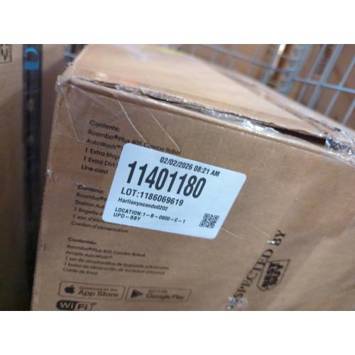 iRobot Roomba Plus 405 (G185) Combo Vacuum & Mop   AutoWash Dock Dual Spinning Pads, Smart & Fast Mapping, Self-Cleans White