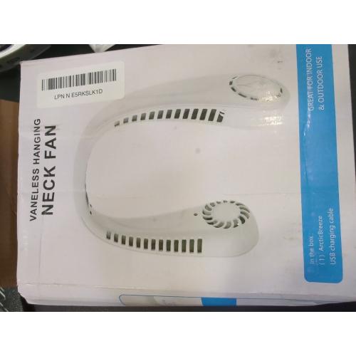 Navy Blue Portable Bladeless Hanging Neck Fans with Screen Display and 5 Speeds Levels, USB Rechargeable, 360° Cooling Wearable Personal Fan for Work Travel Sport Outdoor (Blue)