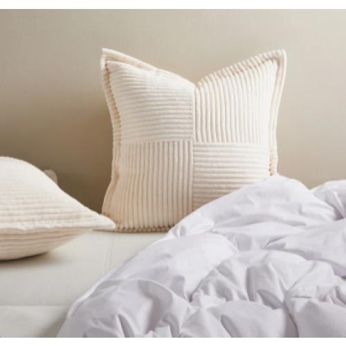 Corduroy Striped Square Throw Pillow Cover (Set of 2)