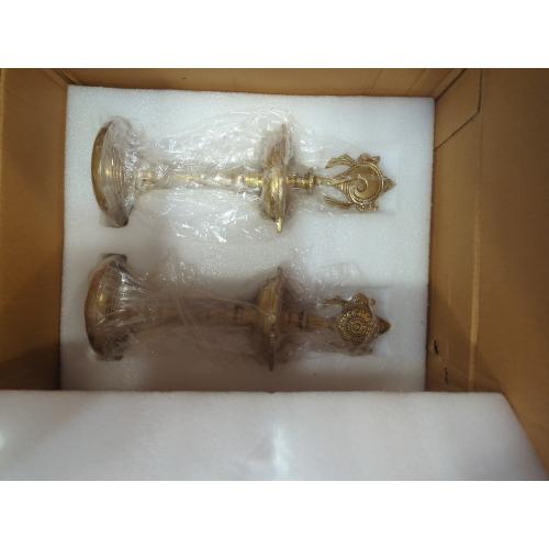 Brass Oil Lamps - Shankh Chakra Narayan Oil Lamp, Diya, Deepam, Brass Lamps Kuthu Vilakku 13 Inches