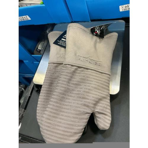 All-Clad Silicone Oven Mitts: Heat Resistant up to 500 Degrees - 100% Cotton & Silicone, 14x7 Oven Mitt for Kitchen and Barbeque, 2-Pack, Cappuccino