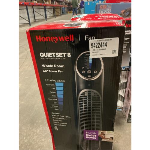 Honeywell QuietSet 40 in. H 8 speed Oscillating Tower Fan Remote Control